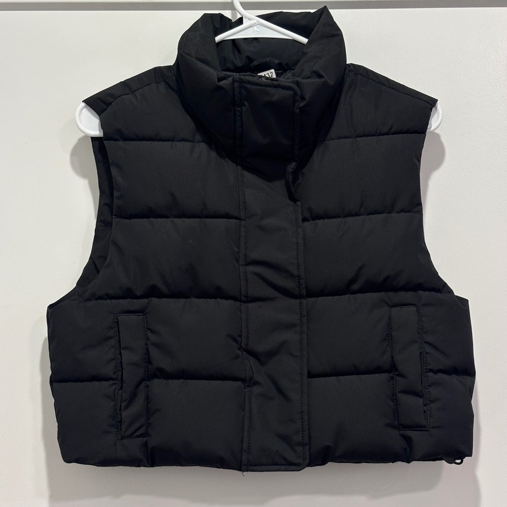 Garage Womens Black Puffer Vest Cropped Quilted Sleeveless Jacket XS